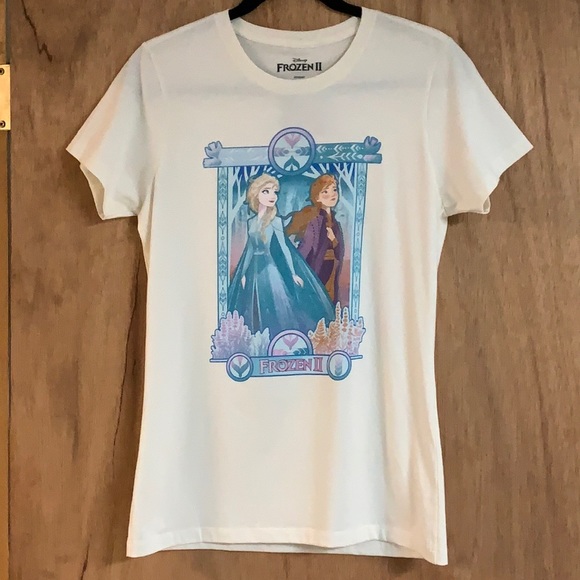 DISNEY FROZEN 2 Anna & Elsa Frame Short Sleeve TEE! Cotton Sisters Princess NWT - Picture 3 of 7